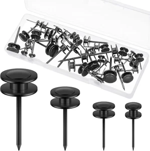 40 Piece Double Headed Picture Hangers Nails 4 Size Long Thumb Tacks Wall Nails - Picture 1 of 6