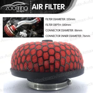 3" Universal Racing Air Filter 76mm Mushroom Head Car Filter Flow Air Intake Red - Foto 1 di 6