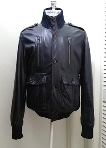GUCCI leather jacket Madonna black bomber aviator slim fit Cristiano Ronaldo M - Picture 1 of 12