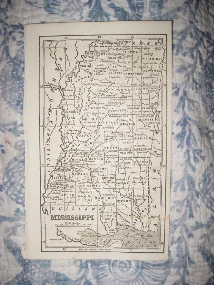 RARO ANTIGUO TEMPRANO 1853 MISSISSIPPI MAPA FERROCARRIL JACKSON BILOXI FINO SIN RESERVA Foto 1 de 1