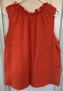 Matilda Jane Womens LG Orange Gauze Open Back Tank Top Blous - Picture 1 of 4