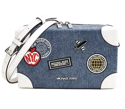 Michael Kors Women's Shoulder Bag Jeanie Small Trunk Xbody Denim New - Image 1 of 4