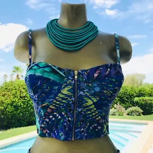 Rare New BEYONCÉ For H&M Collection Tropical BUSTIER Corset Top S/M - Picture 1 of 8