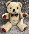 Play makers Traditional Jointed Teddy Bear Soft Toy Tartan Bow & Paws 10"
