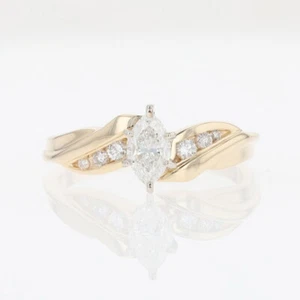 .47ctw Diamond Solitaire with Accents Engagement Ring 14k Yellow Gold Size 6.25 - Picture 1 of 6