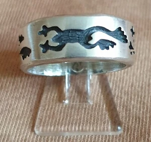 Anillo con rana simbolizada, Mex-Hopi, plata 925%, indio, talla 57 - Imagen 1 de 4