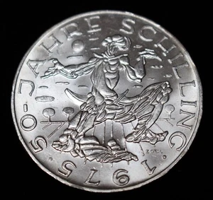 1975 AUSTRIA 100 SCHILLINGS - .640 SILVER - 50th ANNIV. OF THE SCHILLING - Picture 1 of 4