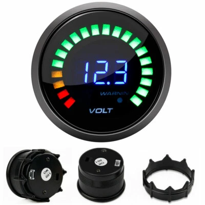 2" 52mm Digital Analog LED Electronic Auto Car Voltage Gauge Volt Meter Smoked   - Image 1 of 4