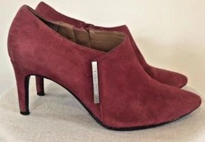 Womens Calvin Klein Red Suede Ankle Bootie Pumps Sz. 6 "Jeanna" - Picture 1 of 12