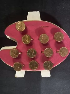 Anillos de centavo de trigo Lincoln de arte popular de los años 60 y 1979 - Imagen 1 de 5