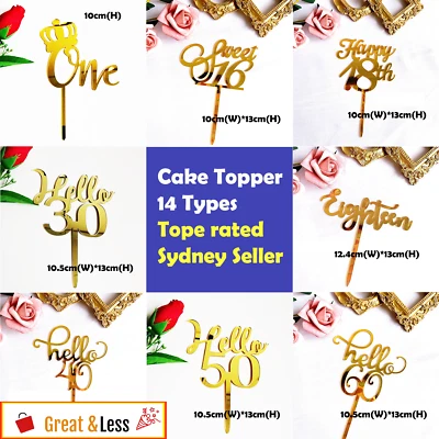 Happy Birthday One Cake Topper 16th/30Th/40Th/50Th/60Th Acrylic Party decoration - image 1 of 4