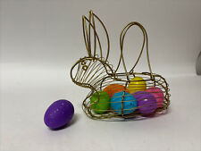 Vintage Wire Rabbit Easter Basket Metal Egg Fillable Decor Eggcellent Condition
