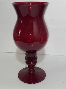 Pedestal Vase Pier One Empoli Ruby Red 11.75” Tall Home Decor Variety Of Uses - Picture 1 of 5
