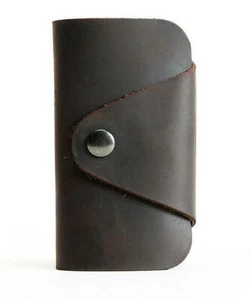 men women key box case Rings holder pocket cow Leather pouch bag coffee W137 - Picture 1 of 5