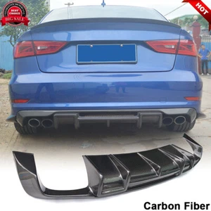 For Audi A3 Sline S3 8V 2013-2016 Carbon Fiber Rear Bumper Diffuser Lip Body Kit - Bild 1 von 12