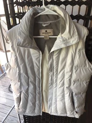 woolrich Women’s puffer vest Silver size large Polyester outer shell with nylon - Image 1 of 3