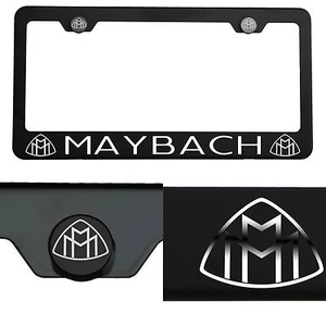 Laser Engraved Maybach Mirror Matte Black License Plate Frame Stainless Steel - Picture 1 of 11