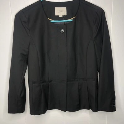 Ann Taylor Petites Blazer Women's Size 2P Black Peplum Waist Pleated Career NWT - Изображение 1 из 4