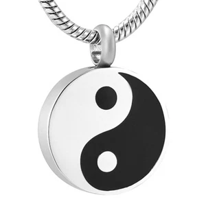 Pendentif urne animaux Yin & Yang - Deuil animal - Inox urne chat urne chien - Photo 1/12