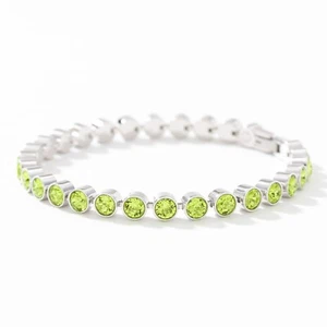 Touchstone Crystal by Swarovski CITRUS GREEN Mini Ice Bracelet Rhodium 7 1/4" - Foto 1 di 2