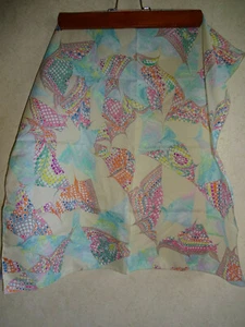 Vintage Damen Cathy Schal 21" Quadrat Gelb Abstrakt Kalifornien USA - Bild 1 von 5