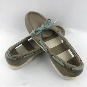 Crocs Womens Beach Line Hybrid Lace Up Boat Shoes 200109 Tan Size 6 - Picture 1 of 6