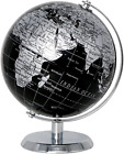 Mini Black World Globe, 5.5-Inch Diameter, Educational Desk Globe with Metal Bas