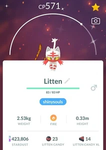Pokémon Go Shiny Litten Trade! Reg Or 30 Day Friends! *See Description* - Picture 1 of 2
