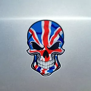 UK British Flag Biker Skull Vinyl Sticker Decal For Car Van Window 110x75mm - Picture 1 of 1