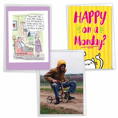 Asst. 3 tarjetas de jubilación humorísticas con env. - 3 diseños, 1 cada uno - Felizmente retirado Foto 1 de 4