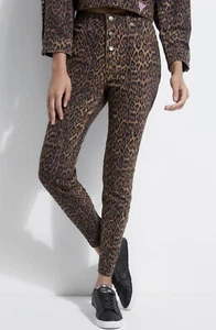 Guess Women’s Originals Leopard Print Button Fly Skinny Jeans High Rise Size 27 - Picture 1 of 12