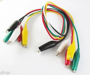 Optional Qty 46cm/18" Dual Double Alligator cable Jumper Test Leads 5 Colors Lot - Picture 1 of 22