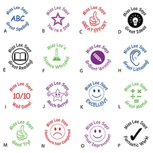 Teacher/School stamp Personalised Self Inking Assorted Designs & Colours 25mm - Picture 1 of 18