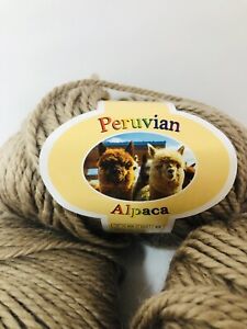 Lot of 3 Skein Peruvian Alpaca Yarn Acrylic Wool Blend 100 Gram Each Tan New