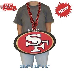 NFL San Francisco 49ers Fan Chain Necklace 3D Foam Sign- Jumbo Size Red Chain