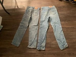 Vintage Levi’s Orange Tab Jeans Youth Lot Blue Denim Slim Light Wash Made In USA - Picture 1 of 24