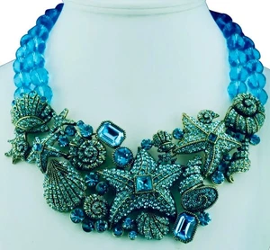 Spectacular Rare Heidi Daus Swarsovski Crystal "Seashore Chic" Necklace - Picture 1 of 5