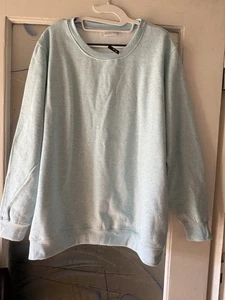Neu Sweatshirt 48 50 52 3XL Hellblau Meliert Angerauht Shirt XXXL Aqua Blau Grün - Bild 1 von 4