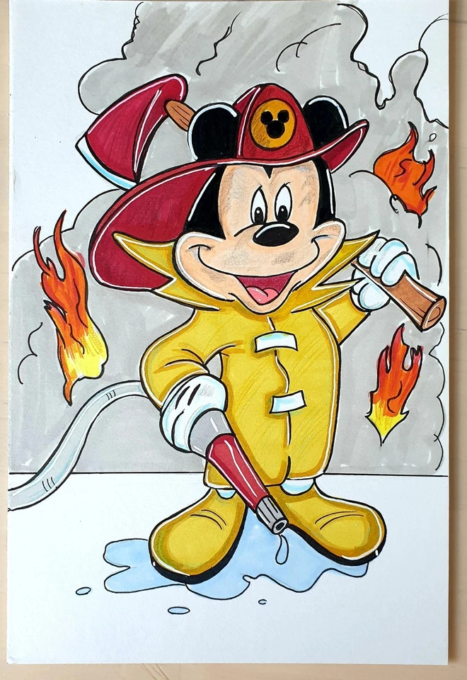 Disney Mickey Mouse Fireman Original Artwork Sketch - Image 1 of 1