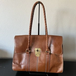 Bolso de Mano Patricia Nash Vienna Cartera Cuero Marrón Tostado Bolso Grande Bloqueo Giratorio - Imagen 1 de 8