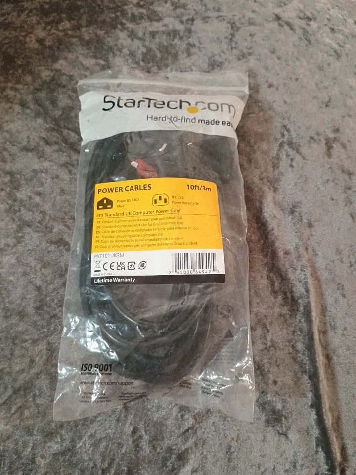 Startech PXT101UK3M Power Cord Power cable UK Mains Lead 3 metres  10ft - Image 1 of 1