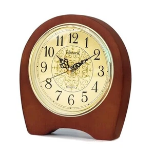 Desk Clock, Wooden Silent Table Clock, Battery Operated Vintage Clock Home - Picture 1 of 7