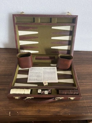 Vintage Travel Backgammon Set with Dice Cups and Magnetic Chips - Image 1 of 4