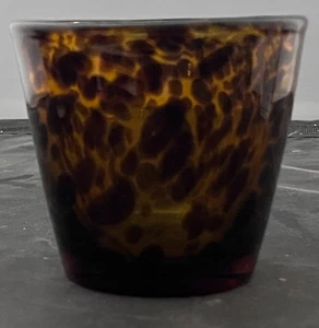 Sahara Tortoiseshell Glass Tumbler Handblown 3-5/8"x4" - Picture 1 of 3