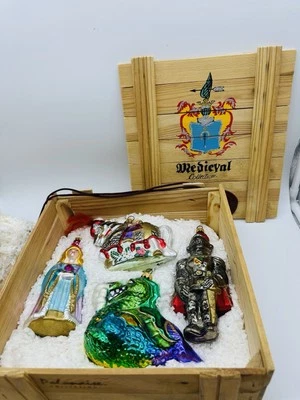 Rare  Set Of 4 Polonaise Komojza Medieval Glass Christmas Ornaments In Box - Image 1 of 4