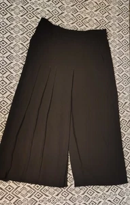 Zara Women's Wide Leg Pleated Cropped Pants, Side Zip, Black, Size Large  - Picture 1 of 7