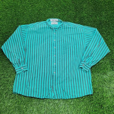 Vintage 90s Western Hippie Button Shirt XL 25x30 Green Stripes - Image 1 of 4