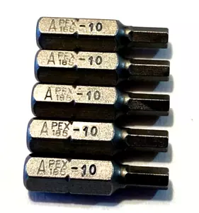 (5) Qtà. di APEX 185-10X Punte da Inserto SAE 1/4" Esagonale 9/64", 1" Confezione da 5 - Foto 1 di 1