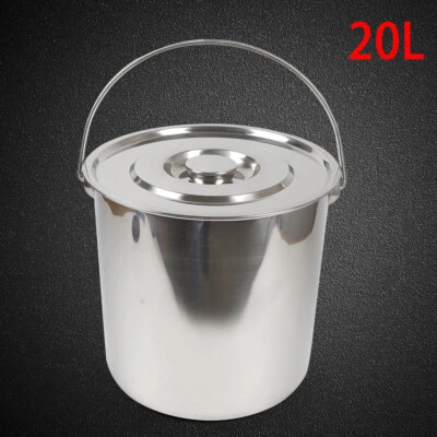 Edelstahleimer 20L Edelstahl Eimer Industrieeimer Garteneimer Garten mit Deckel - Bild 1 von 4