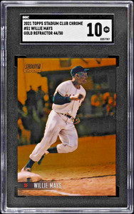 2021 STADIUM CLUB CHROME GOLD REFRACTOR WILLIE MAYS /50 #51 SGC 10 GEM MT POP 1